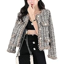 Amazon | [DYIOPMFGZ] レディース ツイードジャケット ノー